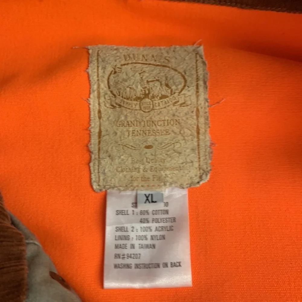 Vintage Dunn’s Supply Orange and Gray Button Down Small Game Hunting Jac…